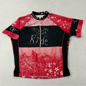 OP Girls Learn To Ride Bicycle Cycling Red Black 1/2 Zip Jersey Shirt Women’s M